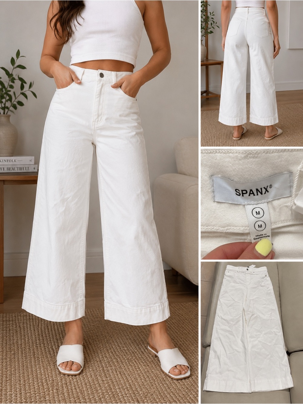 SPANX White Wide-Leg High-Rise Pants
